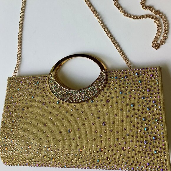 Neiman Marcus Crystal Handle Rhinestone Clutch Handbag - Picture 1 of 3